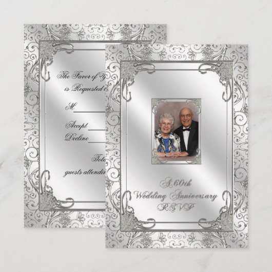 60e Jubileum voor bruiloft RSVP-kaart RSVP Kaartje (Voorkant / Achterkant)