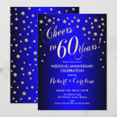 60e Jubileum voor het huwelijk - Royal Blue & Gold Kaart (Voorkant / Achterkant)