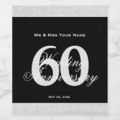 60e Jubileum voor weddenschappen - Eigen waslabel Wijn Etiket (Enkel label)