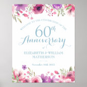 60e Jubileum Waterverf Rozen Welkomstteken Poster (Voorkant)