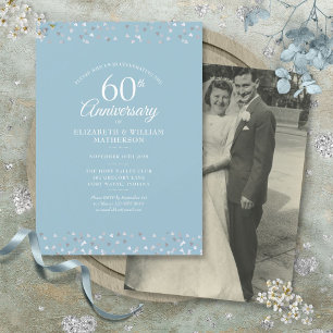 60e Jubileum Wedding Photo Hearts Confetti Kaart