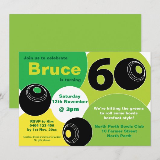 60e Lawn Bowls Barefoot Bowling Verjaardag Kaart (Voorkant / Achterkant)