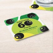 60e Lawn Bowls Barefoot Bowling Verjaardagsfeest Kartonnen Onderzetters (Schuin)