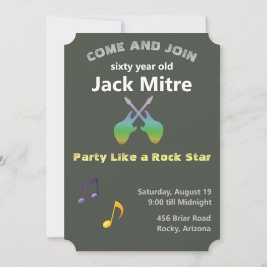 60e Mannen 🎸🤣 Rockstar Verjaardag Gitaar Funky F Kaart (Achterkant)