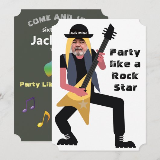 60e Mannen 🎸🤣 Rockstar Verjaardag Gitaar Funky F Kaart (Voorkant / Achterkant)