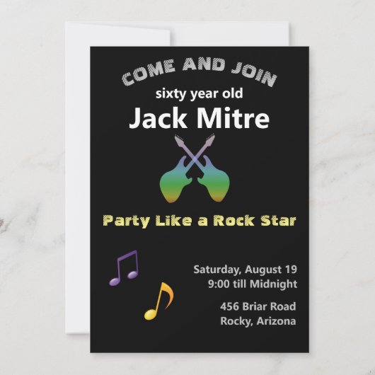 60e Mannen 🎸🤣 Rockstar Verjaardag Gitaar Funky F Kaart (Achterkant)