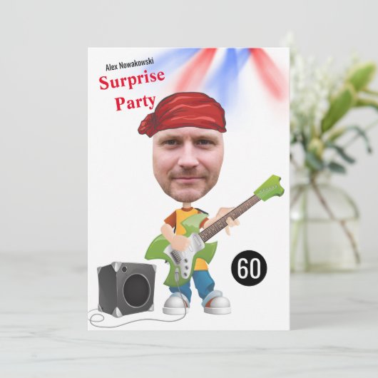 60e Mannen 🎸🤣 Rockstar Verjaardag Gitaar Funky F Kaart (Staand voorkant)