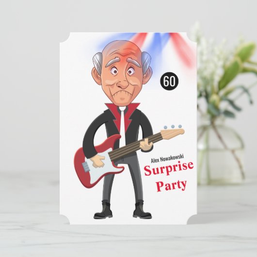 60e Mannen 🎸🤣 Rockstar Verjaardag Gitaar Funky F Kaart (Staand voorkant)