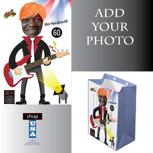 60e Mannen 🎸🤣 Rockstar Verjaardag Gitaar Funky F Medium Cadeauzakje