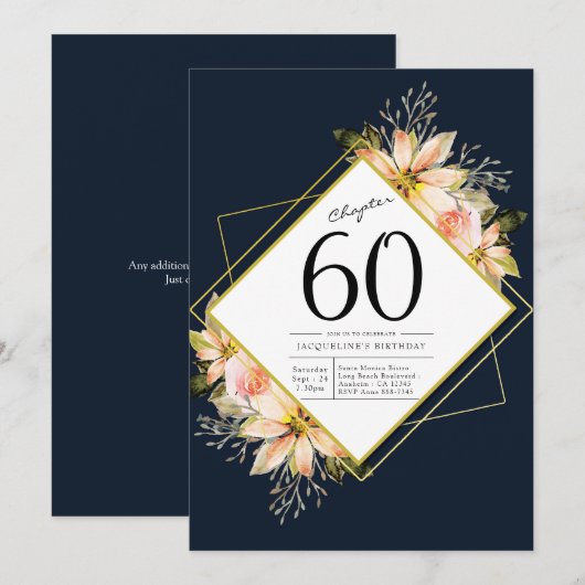 60e marinier Blue Invitation Kaart (Voorkant / Achterkant)