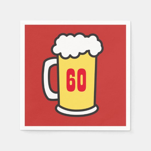 60e Mijlpaal Birthday Party Beer Napkins Servet (Voorkant)