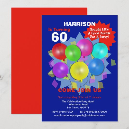 60e mijlpaal op persoonlijke titel uitnodigen kaart (Voorkant / Achterkant)