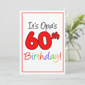 60e mijlpaal van OPA verjaardagsfeest Kaart (Staand voorkant)