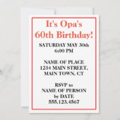 60e mijlpaal van OPA verjaardagsfeest Kaart (Achterkant)