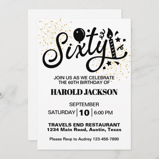60e mijlpaal verjaardag kaart (Voorkant / Achterkant)