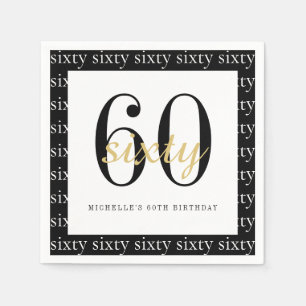 60e Mijlpaal Verjaardagsfeest Zwart Goud Wit Servet