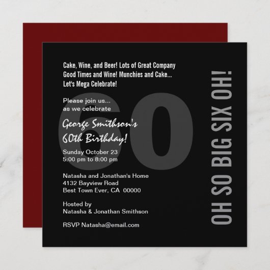 60e moderne dag zwart-wit - Rood SIX OH Ver 02 Kaart (Voorkant / Achterkant)