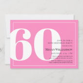 60e moderne roze en witte scriptverjaardag kaart (Voorkant)