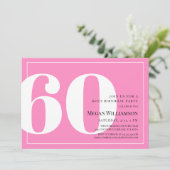 60e moderne roze en witte scriptverjaardag kaart (Staand voorkant)