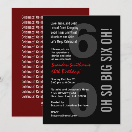 60e moderne zwarte witte zwarte rode ZX OH! Kaart (Voorkant / Achterkant)