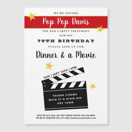 60e of een verjaardagsfeestje uitnodigingsmagneet (Voorkant)