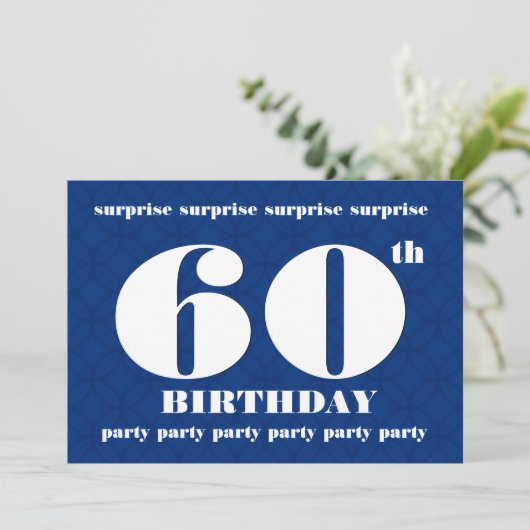 60e OPLEIDING Modern Blue and White Birthday W081 Kaart (Staand voorkant)