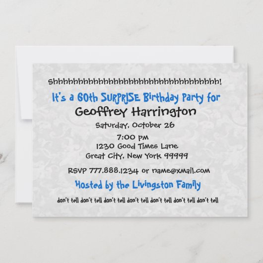 60e OPLEIDING Modern Blue and White Birthday W081 Kaart (Achterkant)