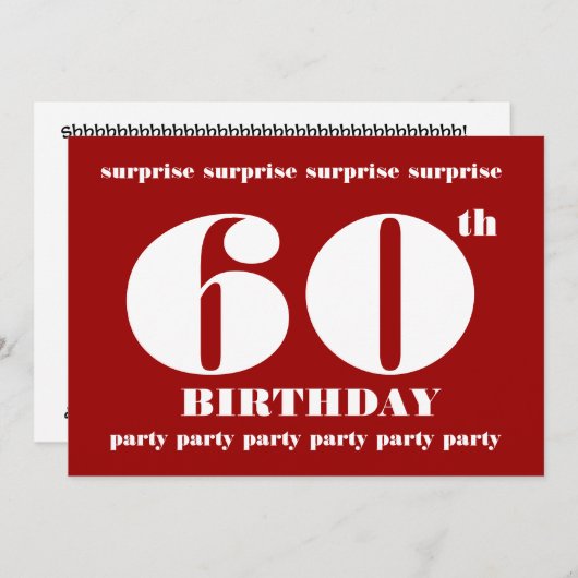 60e OPPERVLAKTE Sjabloon voor uitnodiging van de B (Voorkant / Achterkant)