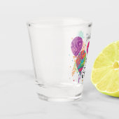 60e Paarse Aqua Verjaardag Ballonnen Custom Name Shot Glas (Links)