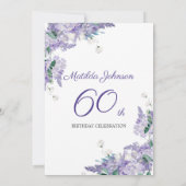 60e Paarse Waterverf Birthday Floral Wisteria Kaart (Achterkant)