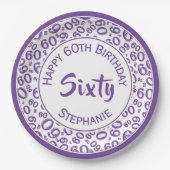 60e Partij Willekeurig Getal Patroon Paarse/Wit Papieren Bordje (Voorkant)