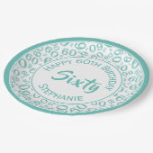 60e Partij Willekeurige Getal Patroon Blauwgroen/W Papieren Bordje (Gekanteld)