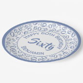 60e Partij Willekeurige Nummer Patroon Blauw/Wit Papieren Bordje (Gekanteld)