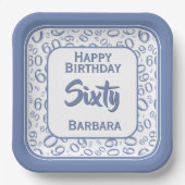 60e Partij Willekeurige Nummer Patroon Blauw/Wit Papieren Bordje (Voorkant)