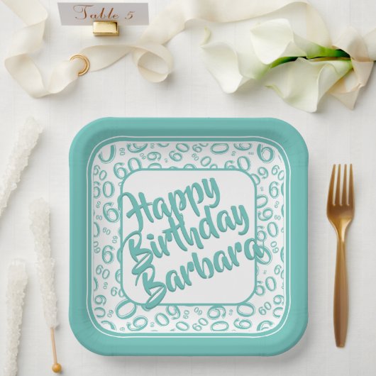 60e Partij Willekeurige Nummer Patroon Blauwgroen Papieren Bordje (Huwelijk)