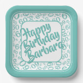 60e Partij Willekeurige Nummer Patroon Blauwgroen Papieren Bordje (Voorkant)