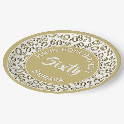 60e Partij Willekeurige Nummer Patroon Goud/Wit Papieren Bordje (Gekanteld)