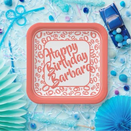 60e Partij Willekeurige Nummer Patroon Koraal & Wi Papieren Bordje (Feest)