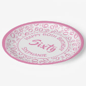 60e Partij Willekeurige Nummer Patroon Roze/Wit Papieren Bordje (Gekanteld)
