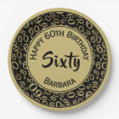 60e Partij Willekeurige Nummer Patroon Zwart/Goud Papieren Bordje (Voorkant)