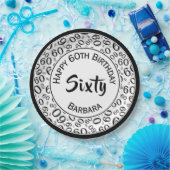 60e Partij Willekeurige Nummer Patroon Zwart/Wit Papieren Bordje (Feest)