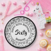 60e Partij Willekeurige Nummer Patroon Zwart/Wit Papieren Bordje (Feest)