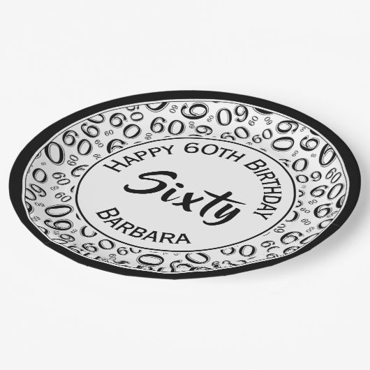 60e Partij Willekeurige Nummer Patroon Zwart/Wit Papieren Bordje (Gekanteld)