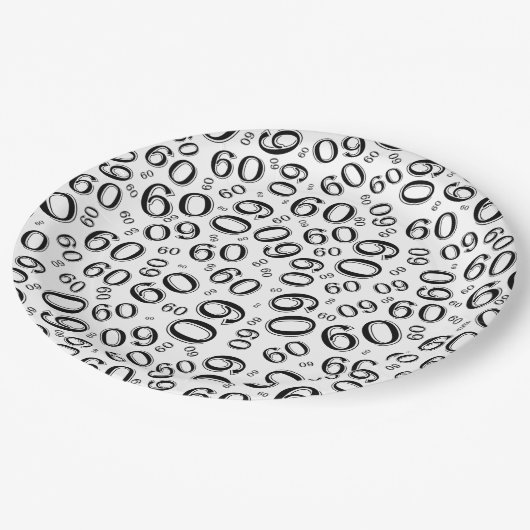 60e Partij Willekeurige Nummer Patroon Zwart/Wit Papieren Bordje (Gekanteld)