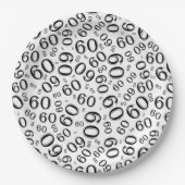 60e Partij Willekeurige Nummer Patroon Zwart/Wit Papieren Bordje (Voorkant)