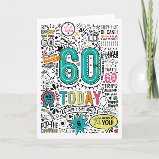 60e Printable Verjaardag Kaart (Voorkant)