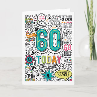 60e Printable Verjaardag Kaart