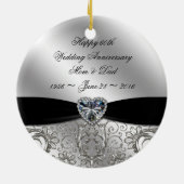 60e Ronde Jubileum Ronde 60e Diamond Wedding Ornam Keramisch Ornament (Achterkant)