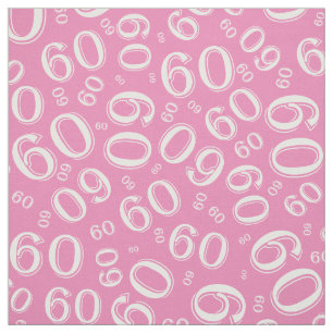 60e roze en wit Random Number Patroon 60 Stof