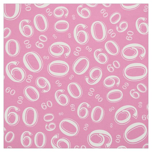 60e roze en wit Random Number Patroon 60 Stof (Swatch)